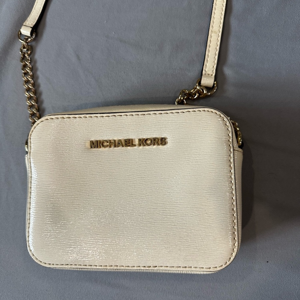 Michael Kors Cream Crossbody Bag with Gold-Tone Accents